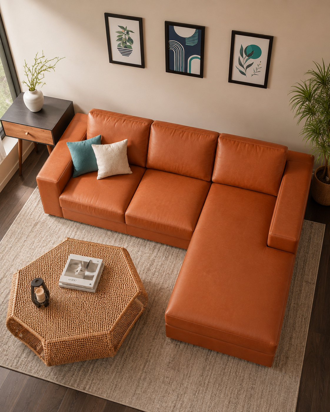 Valdora Faux Leather Sectional Sofa