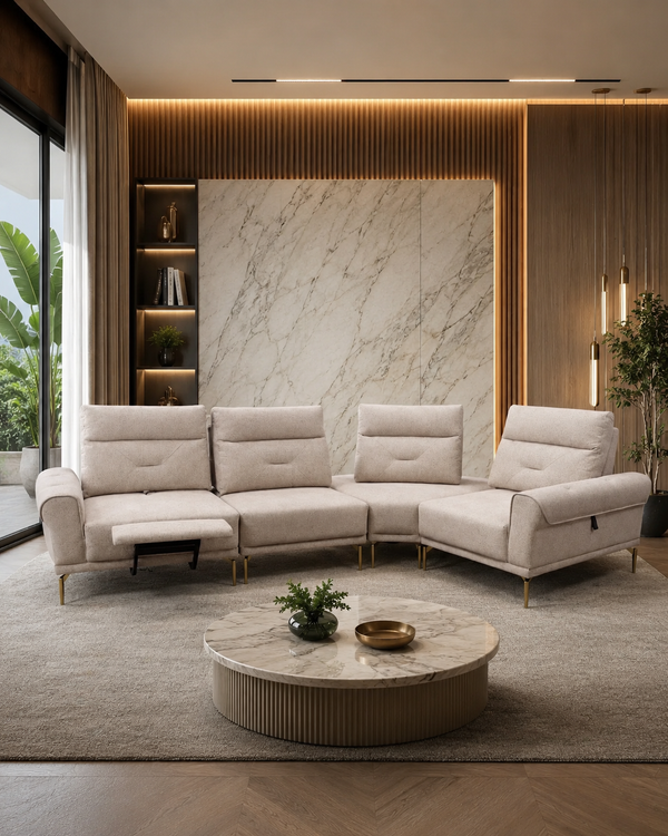 Sloane Fabric Adjustable Legrest & Backrest Corner Sofa
