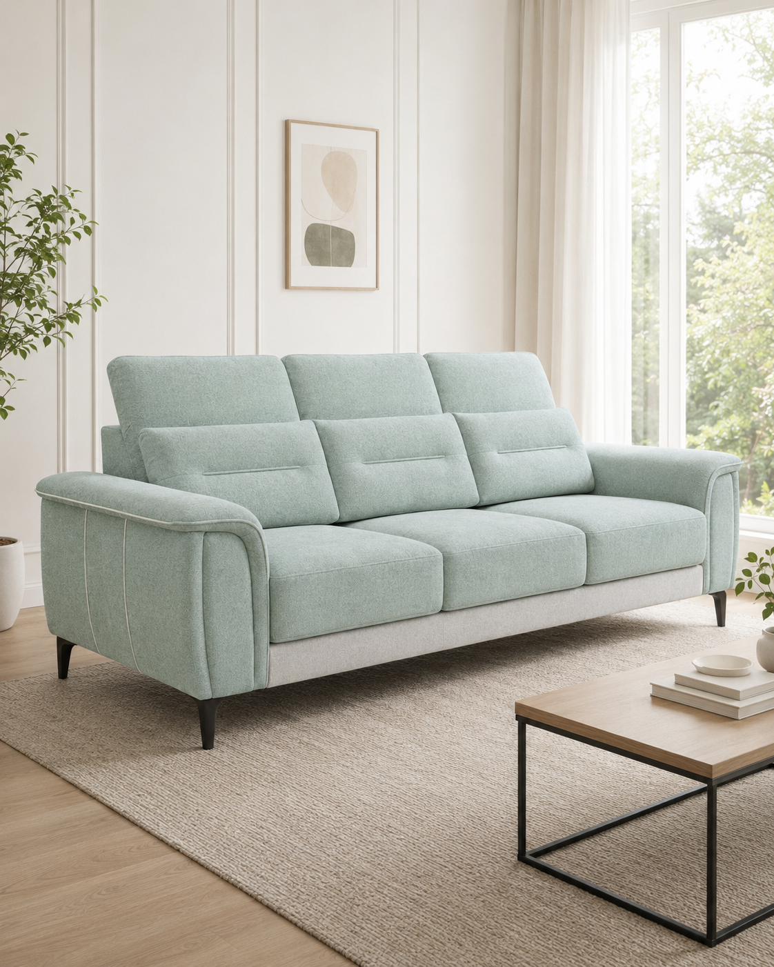 Ciela Fabric Adjustable Headrest Slider Sofa