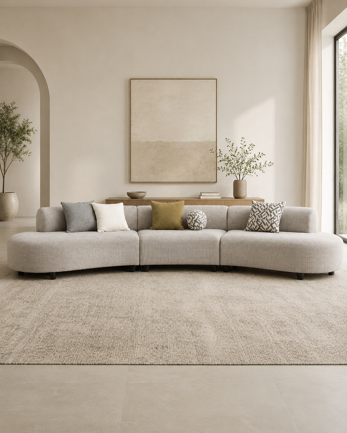 Selune Curved Fabric Sofa
