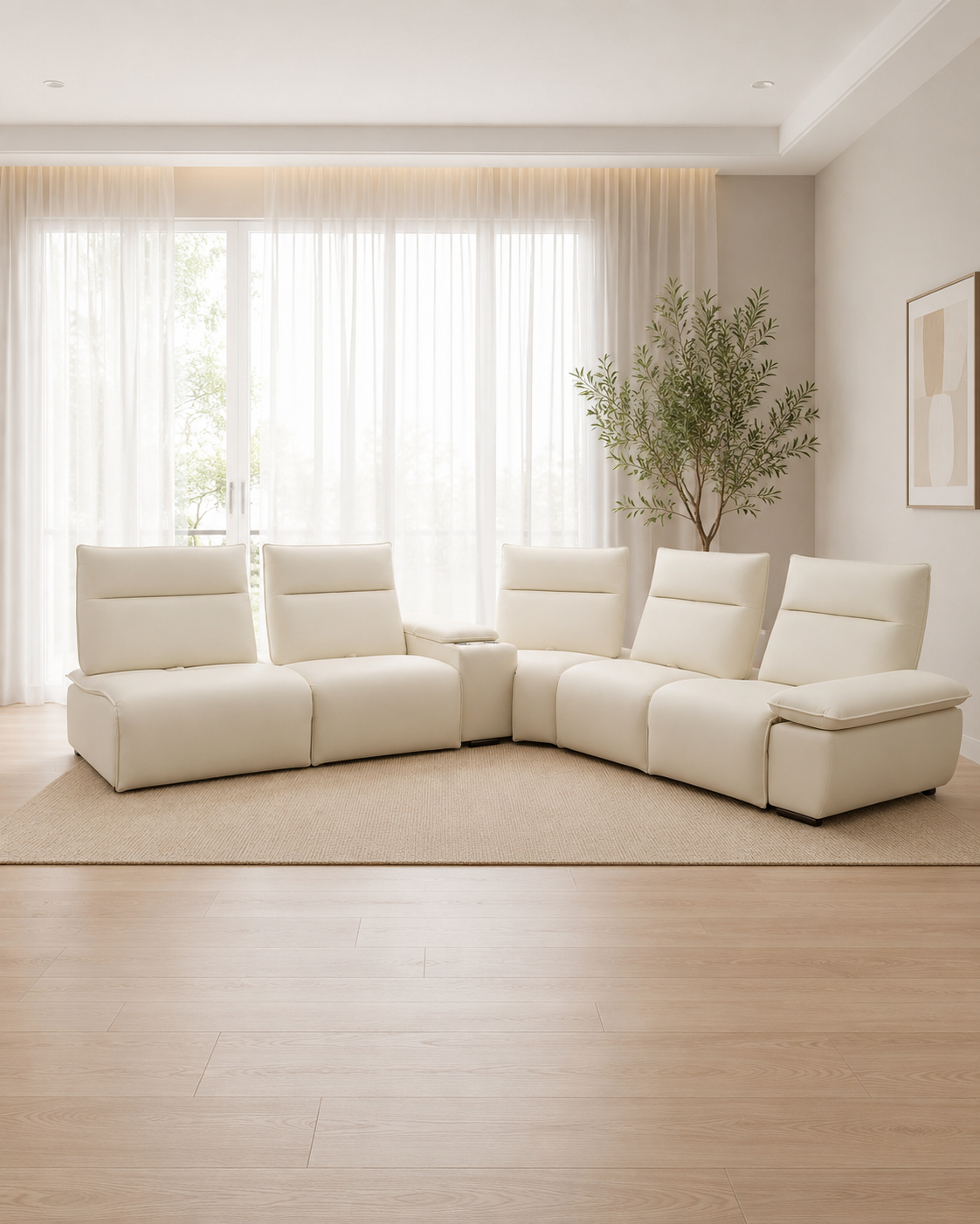 Helia Fabric Adjustable Backrest & Armrest Recliner Corner Sofa