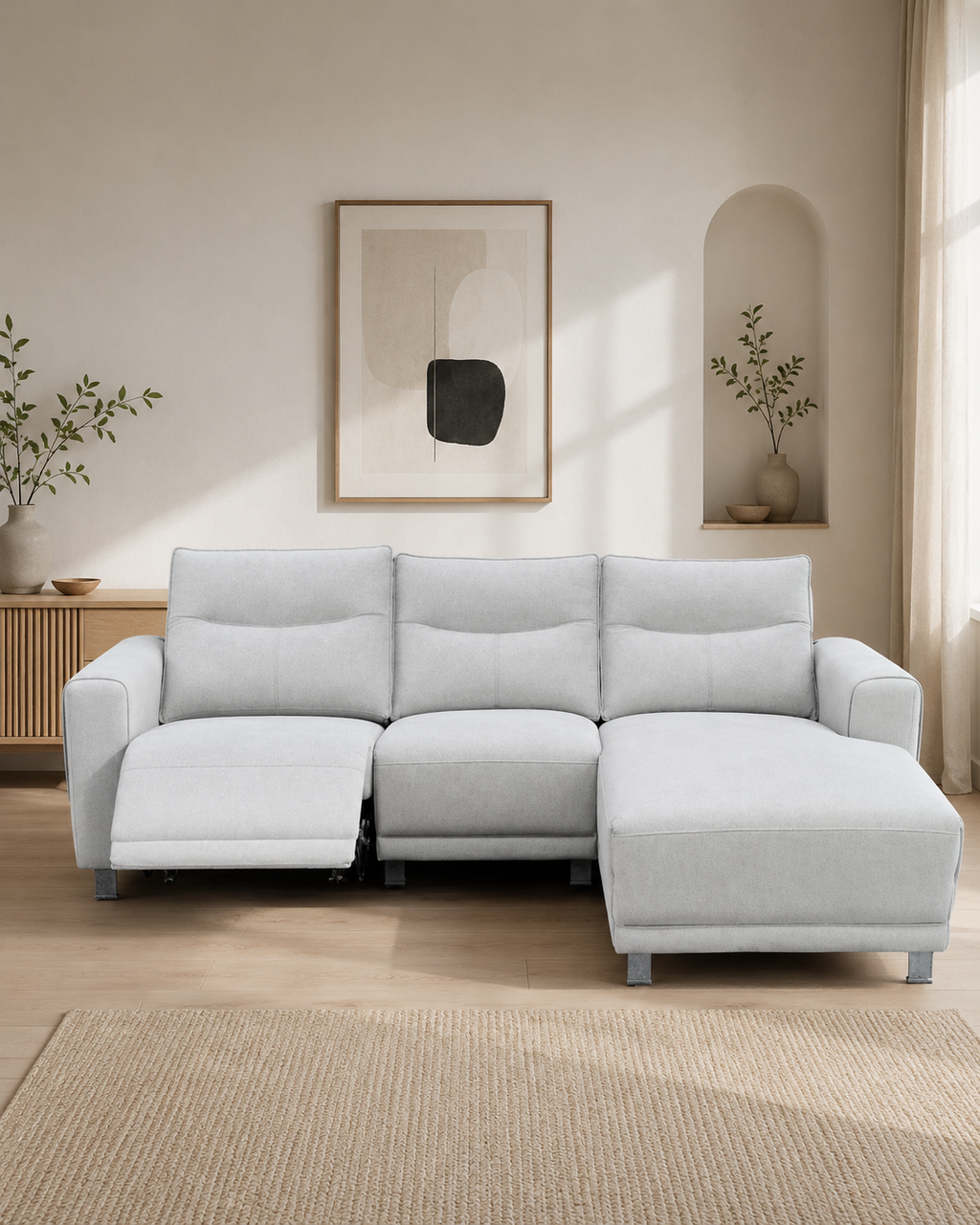 Aeris Fabric Recliner L-Shaped Sofa