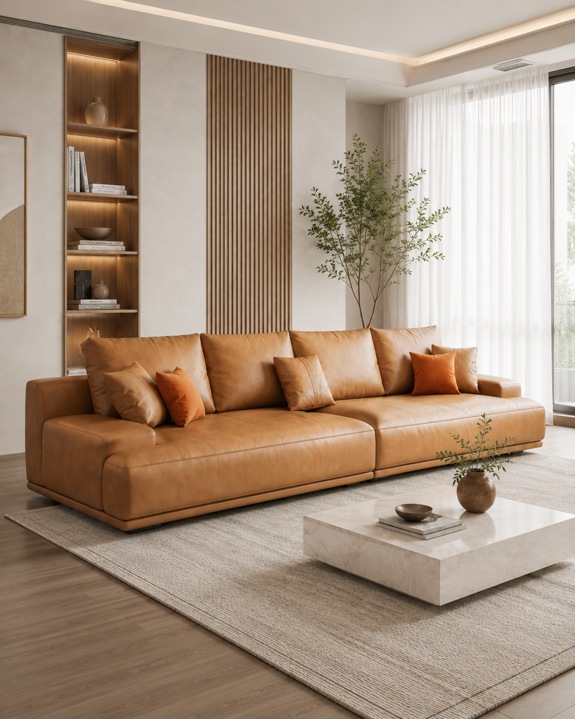 Nerissa Leather Chaise Sofa