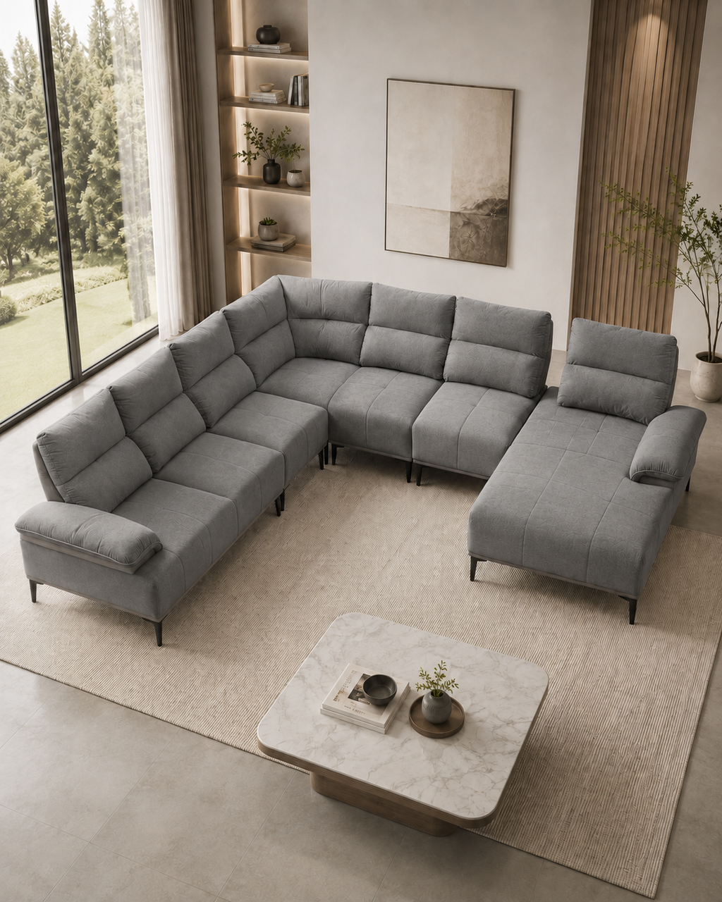 Calix Fabric Adjustable Backrest Corner Sofa