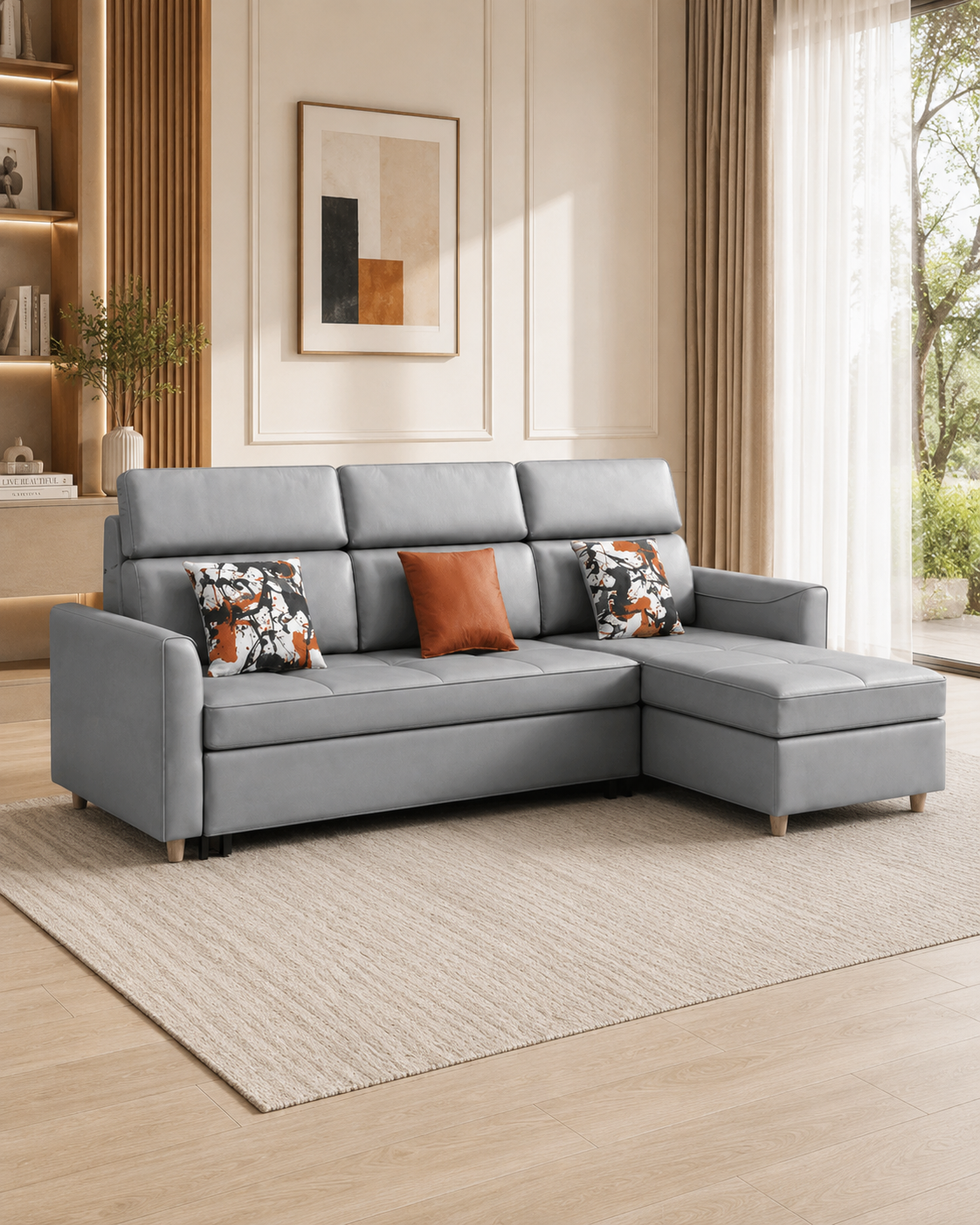 Rovena Leathaire Storage Sofa Bed