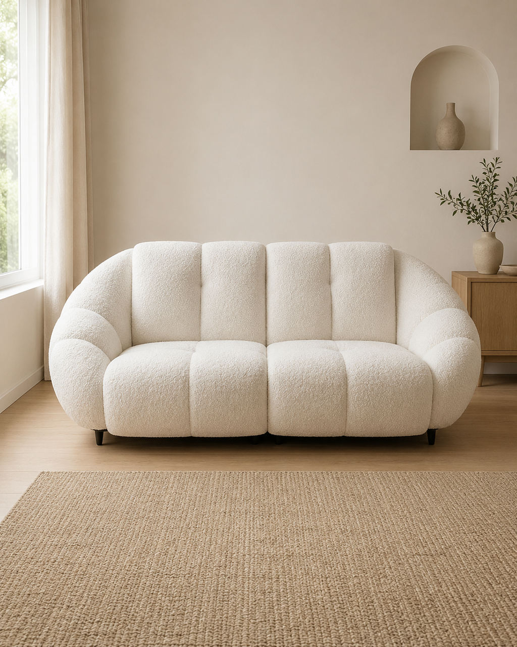 Elaris Teddy Fabric Electric Recliner Sofa
