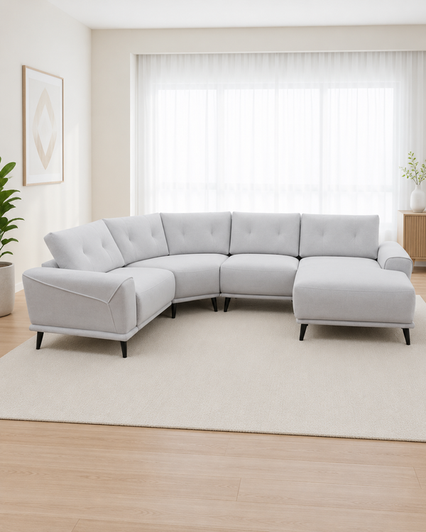 Cressa Fabric Adjustable Backrest & Headrest Recliner L-Shaped Sofa