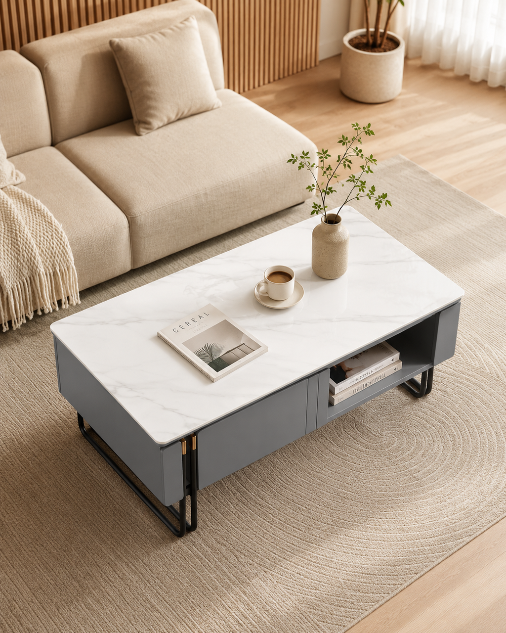 Mirelle Sintered Stone Storage Coffee Table