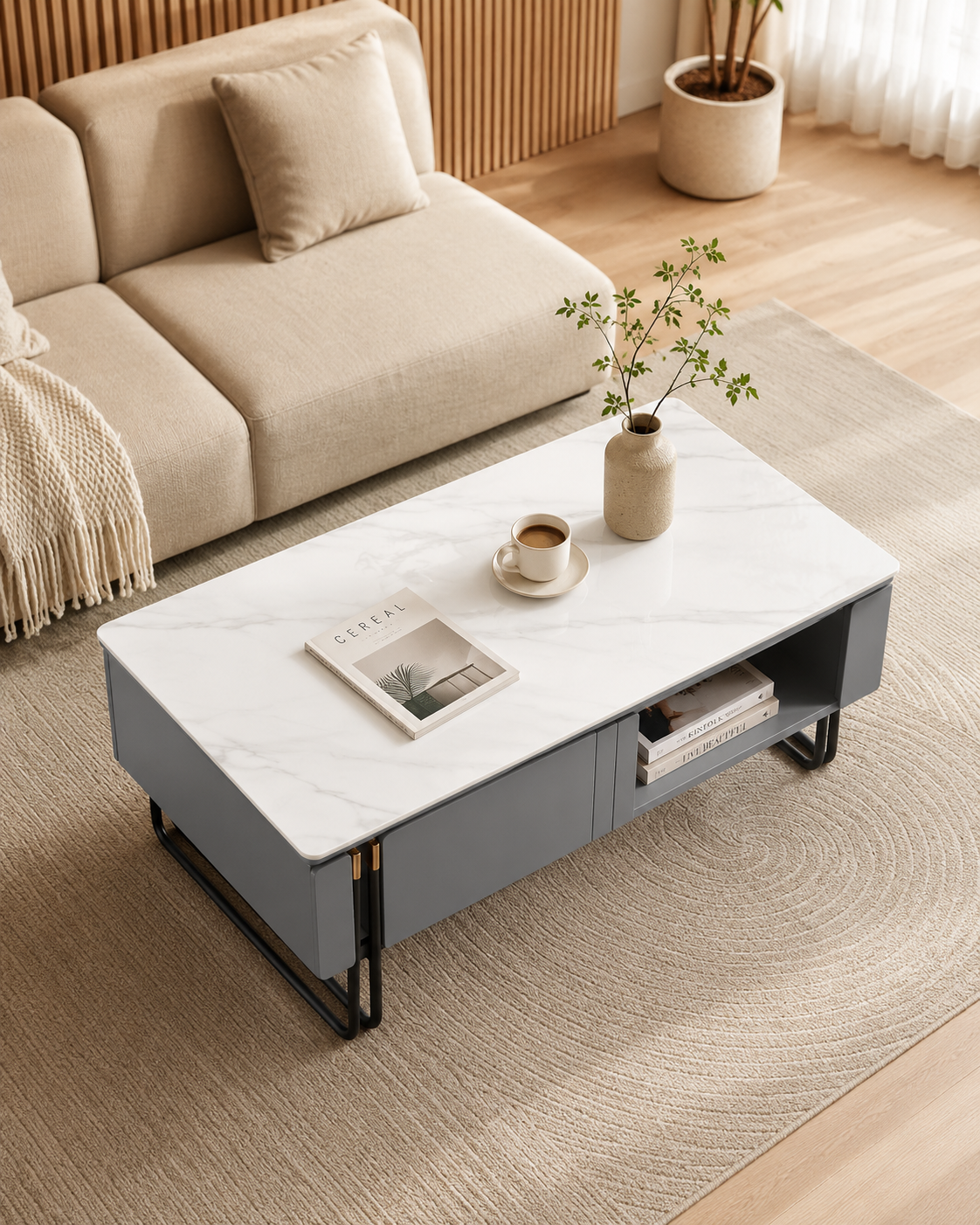 Mirelle Sintered Stone Storage Coffee Table