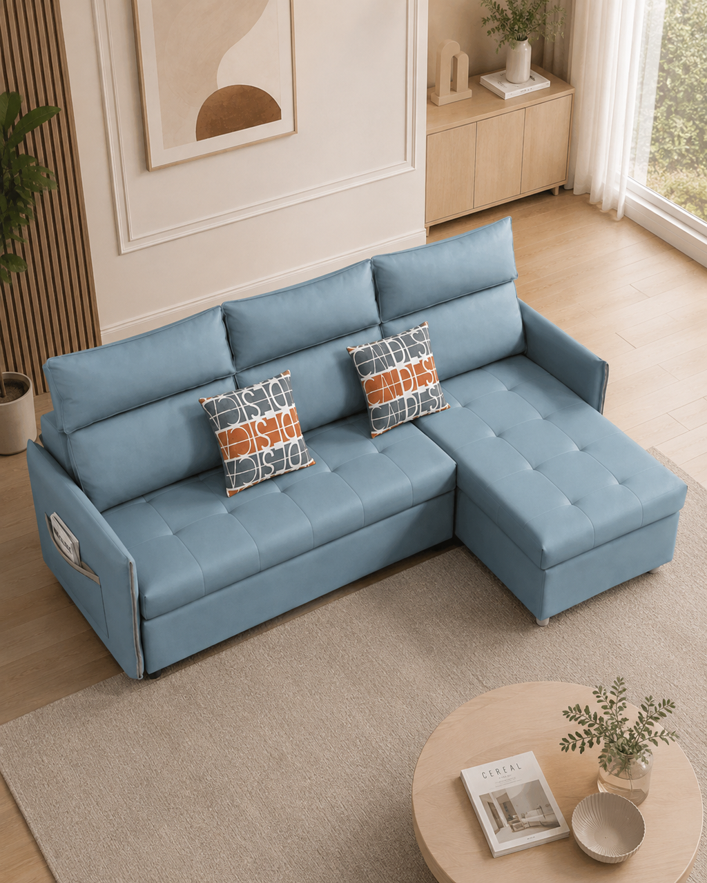 Eldoria Leathaire Storage Sofa Bed