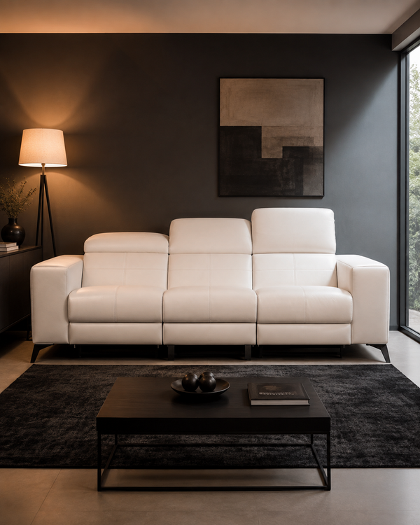 Davenport Half Leather Recliner Sofa