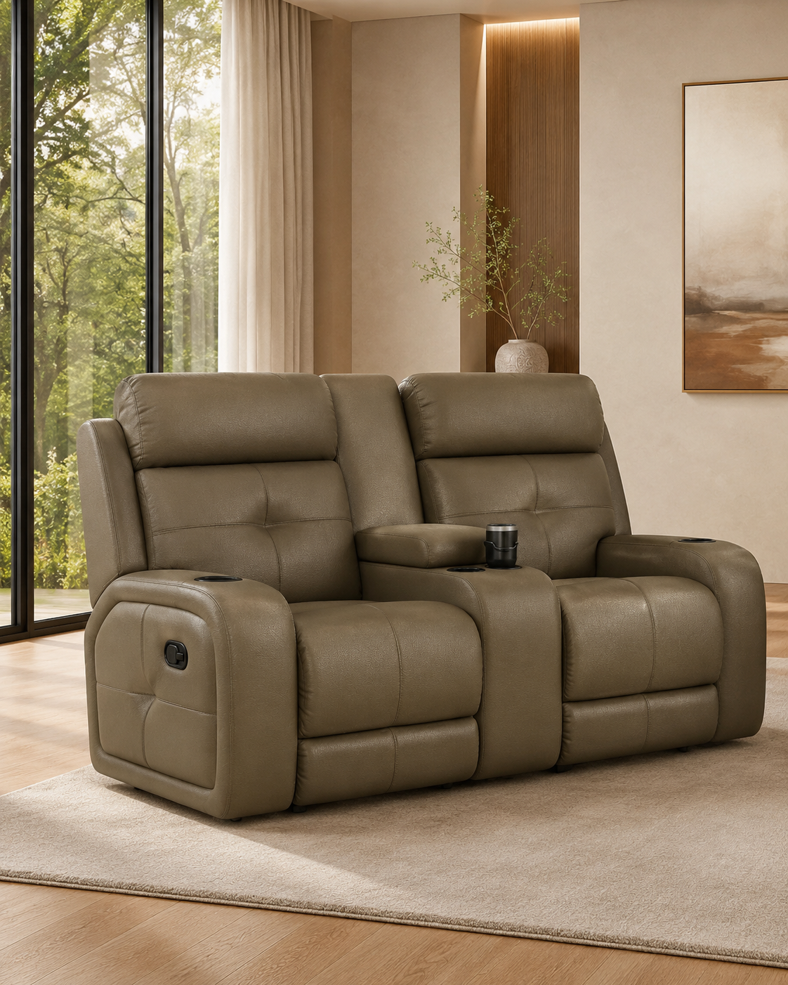 Avermont Cowhide Half-Leather Recliner Sofa