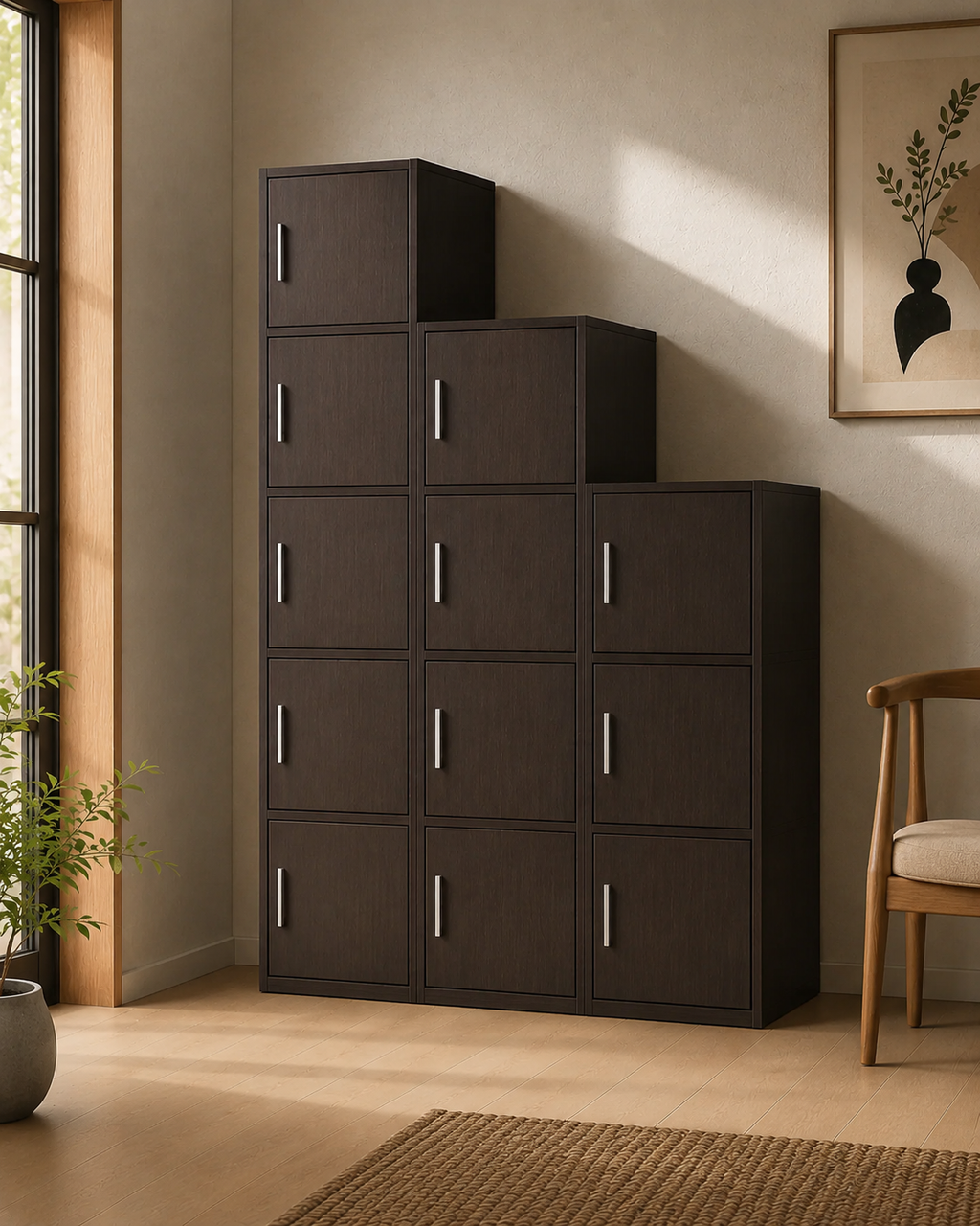 Dalen Walnut Storage Cabinet Set