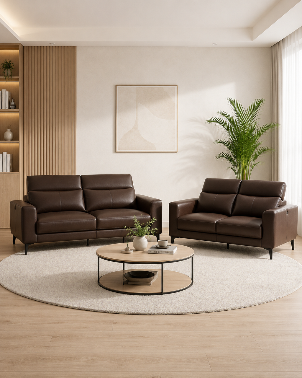 Veyra Genuine Leather Adjustable Headrest Sofa