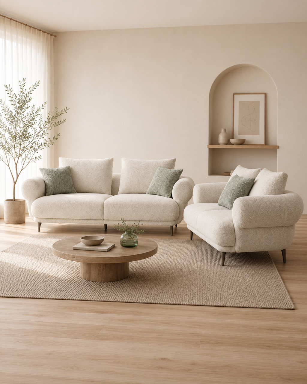 Halden Bouclé Fabric Sofa