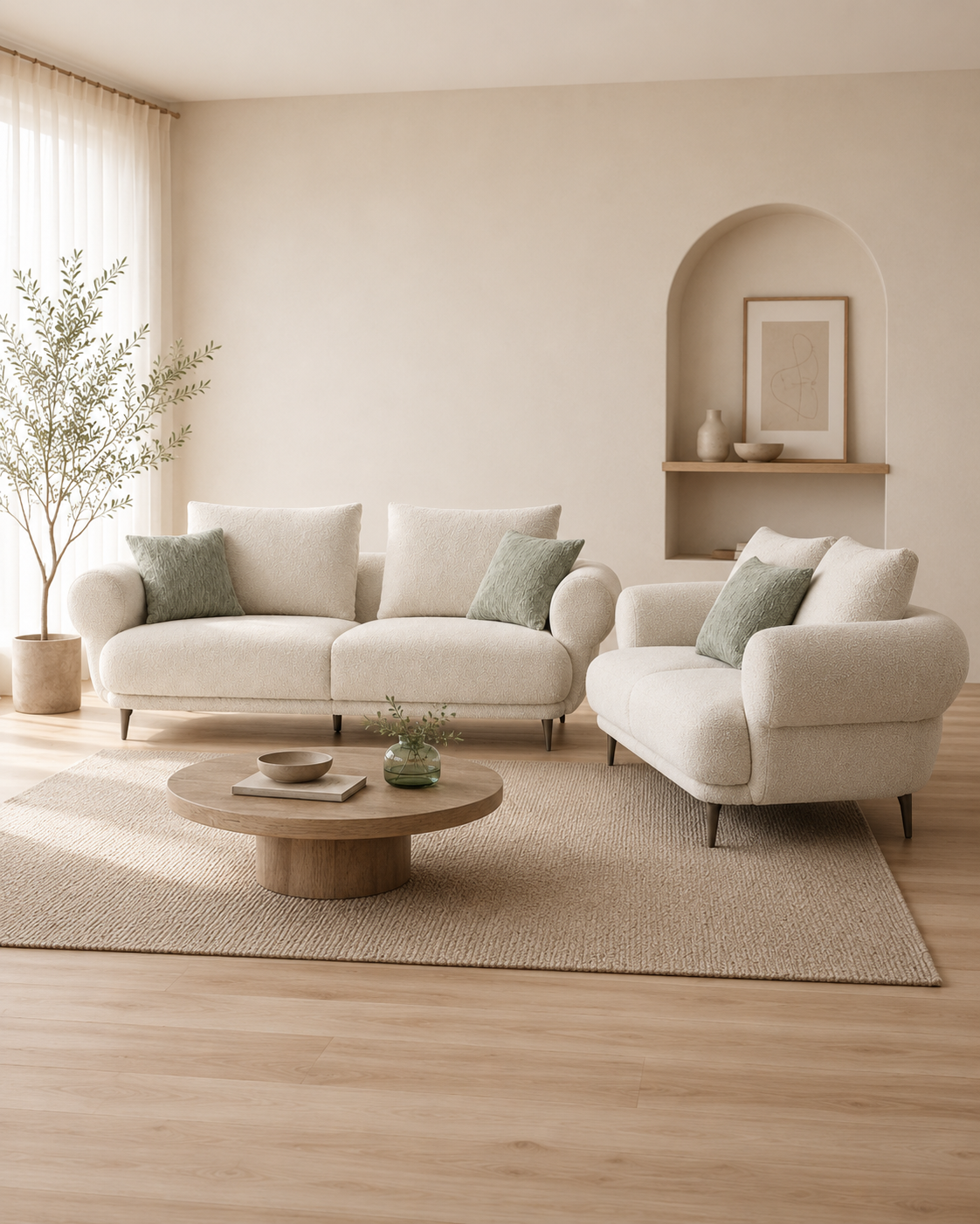 Halden Bouclé Fabric Sofa