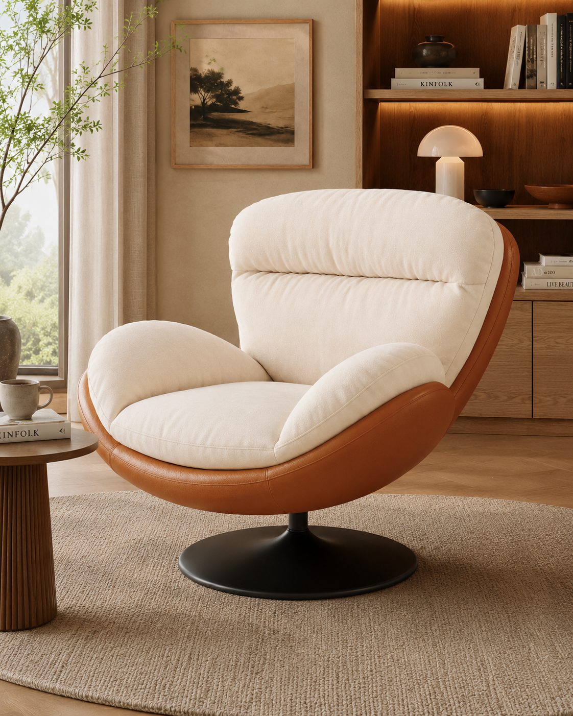 Solace Chenille Swivel Armchair