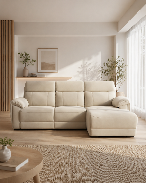 Brisa Fabric Adjustable Headrest L-Shaped Sofa