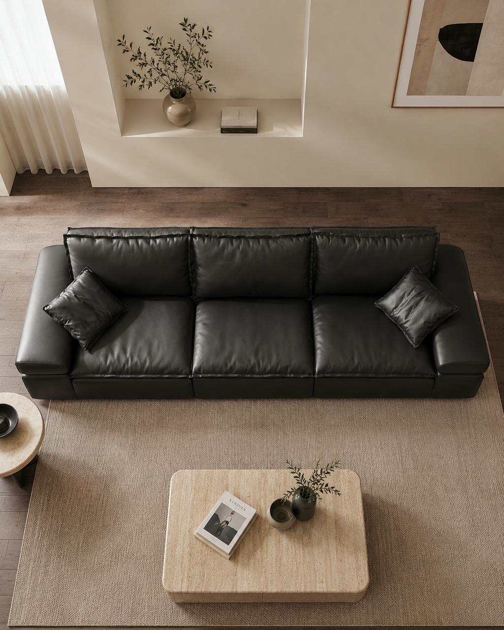 Savio Leather Adjustable Backrest Sofa