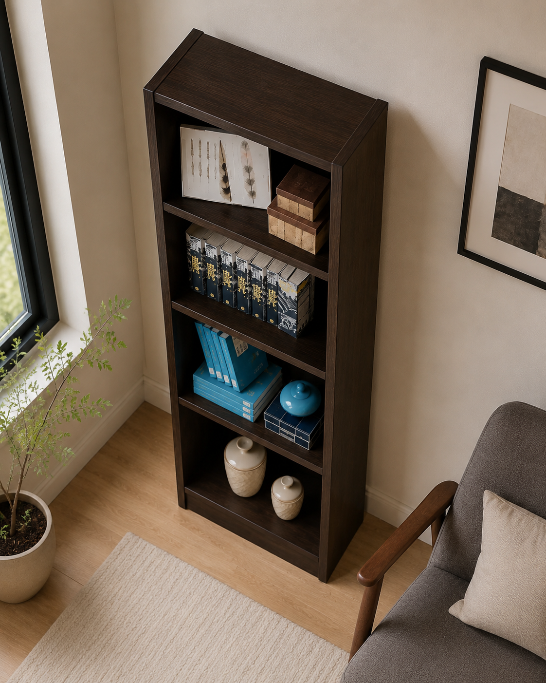 Orin Walnut Open Bookshelf