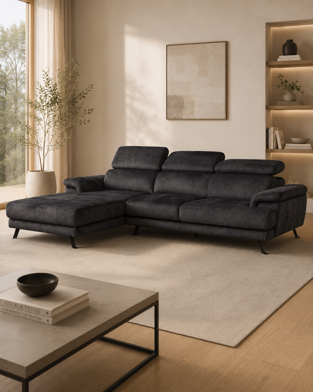 Durham Fabric Chaise Sofa