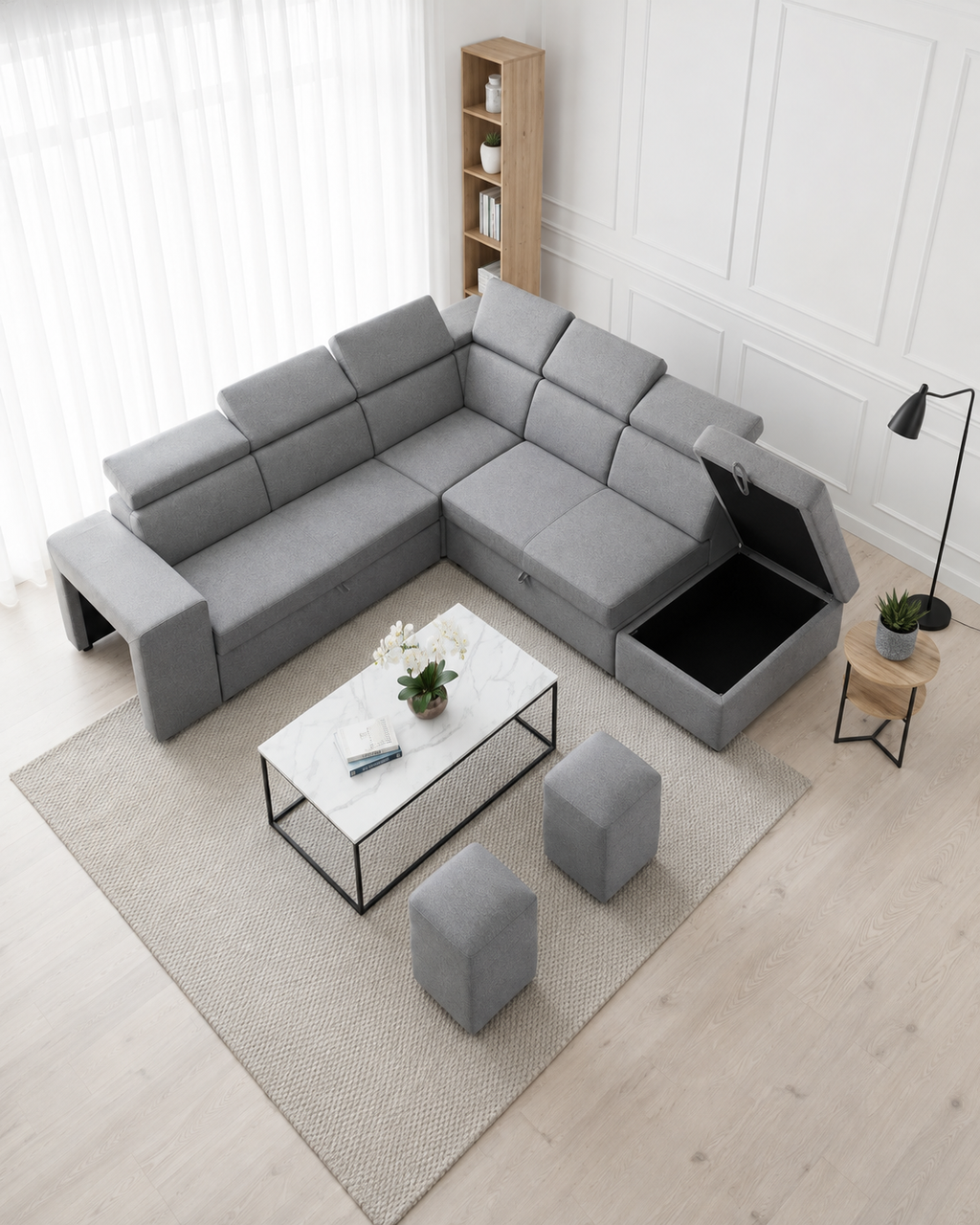 Sarenne Fabric Storage Sectional Sofa Bed