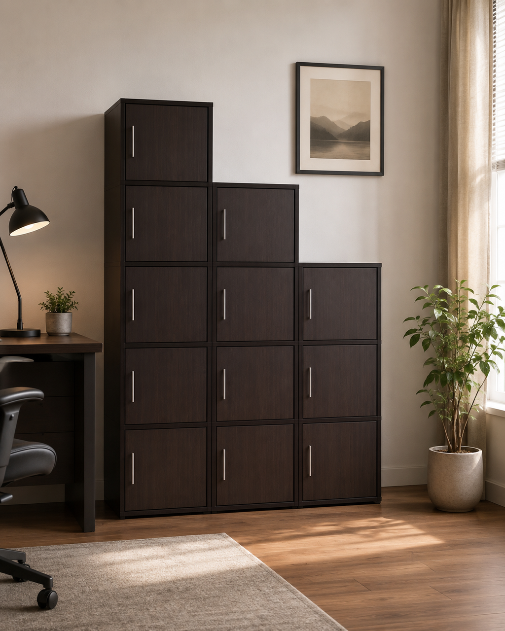 Dalen Walnut Storage Cabinet Set