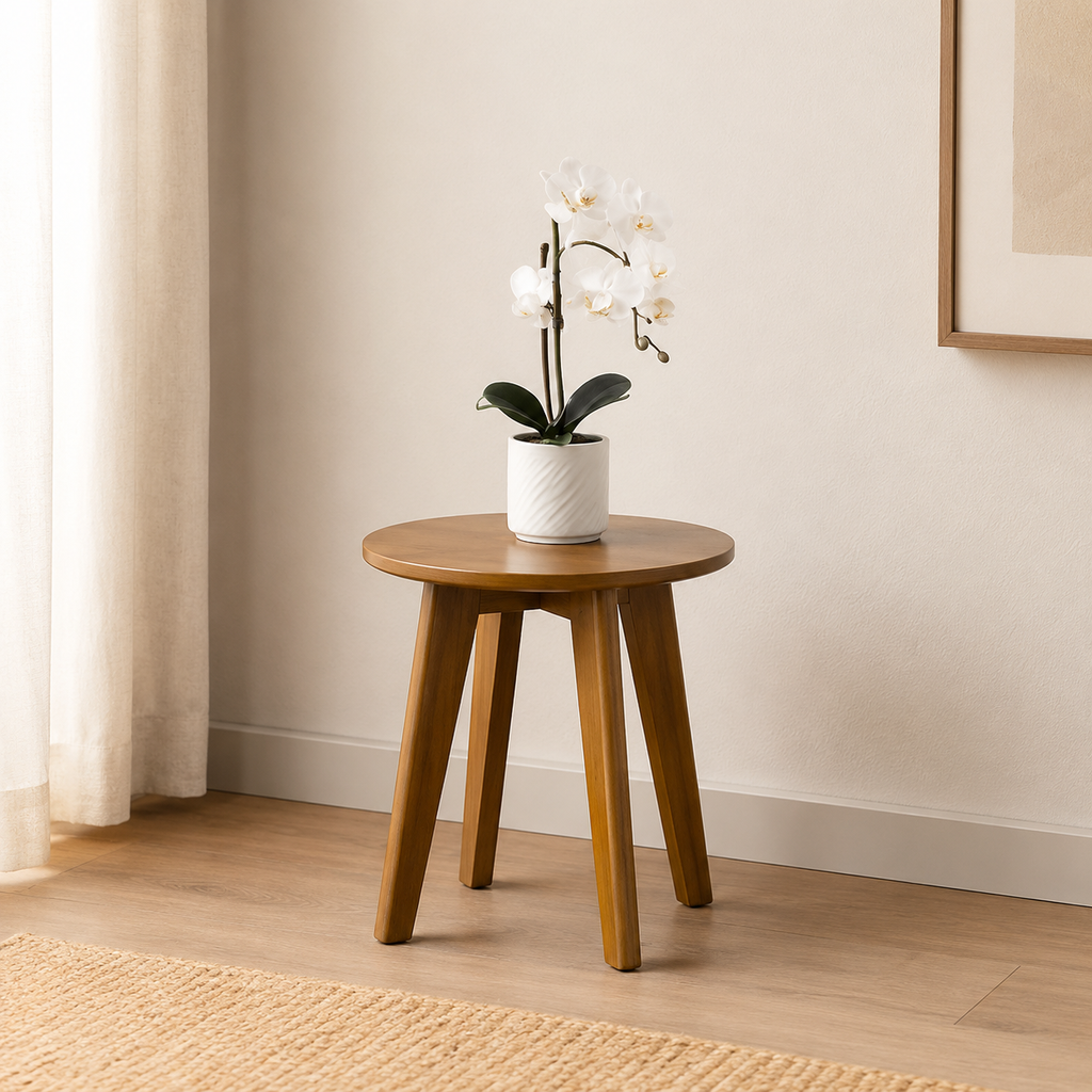 Ayla Round Wooden Side Table