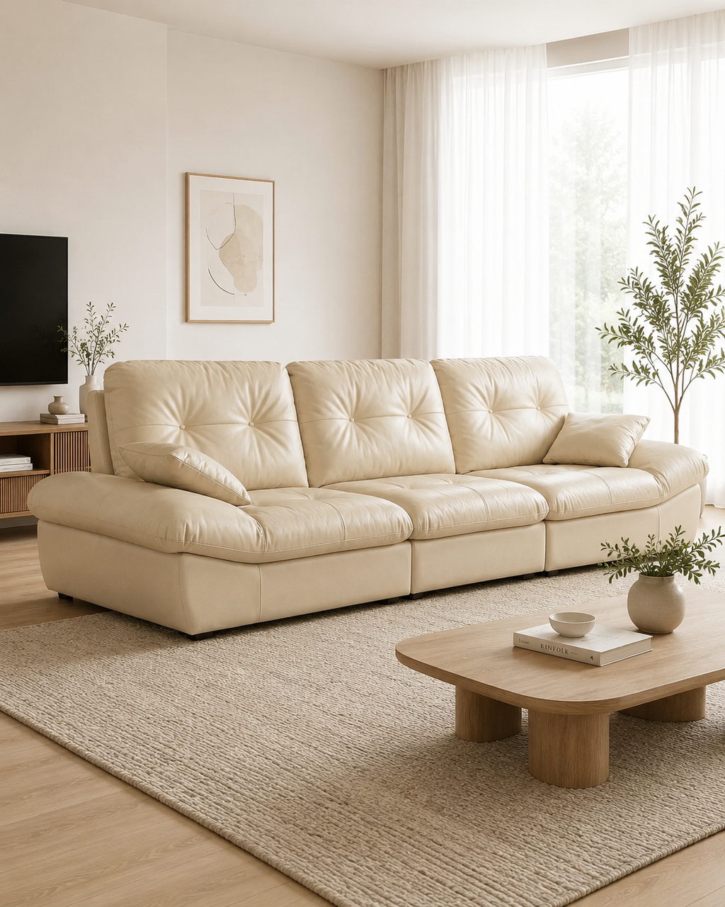 Brielle Leather Adjustable Backrest Sofa