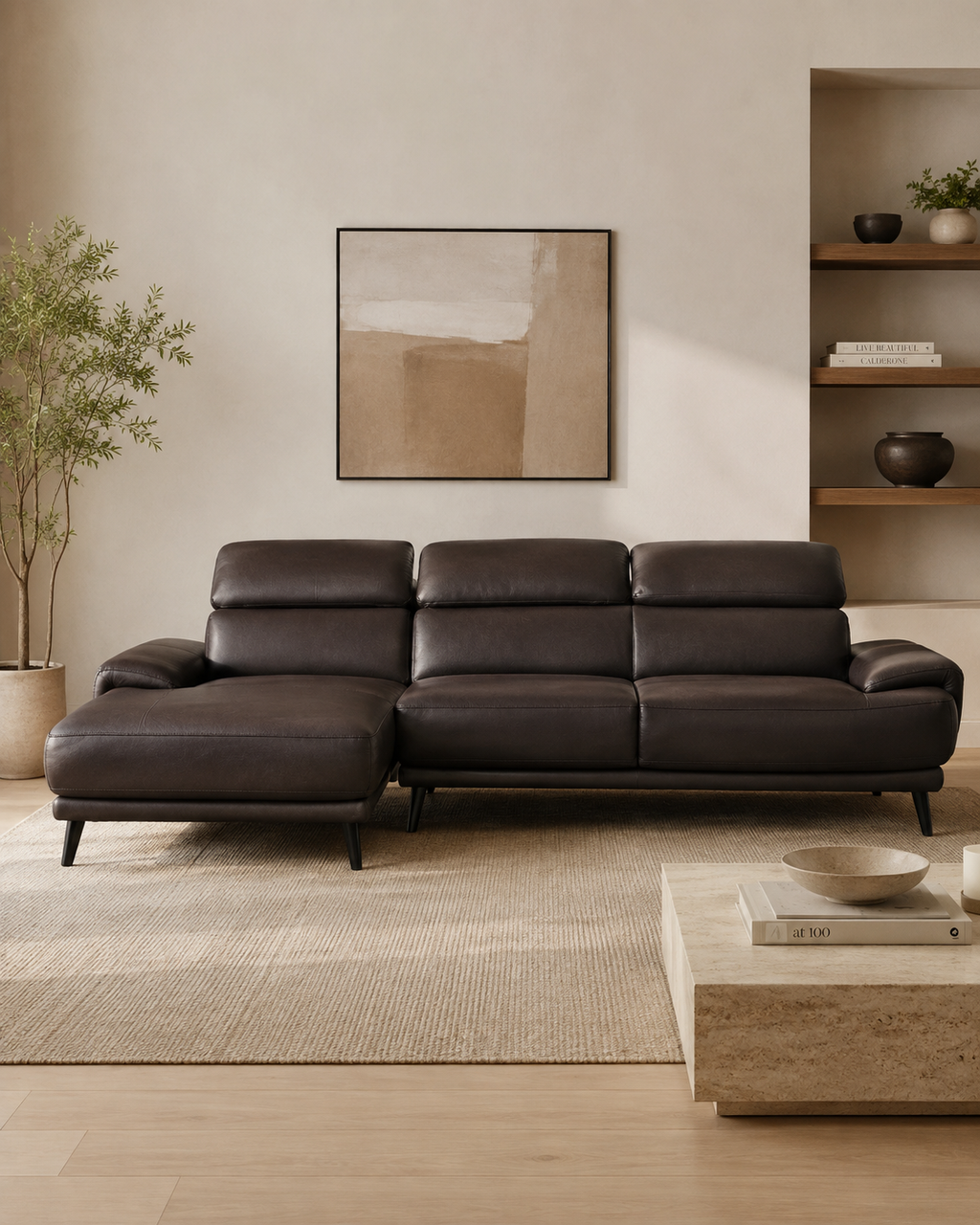 Winslow Genuine Leather Chaise Sofa