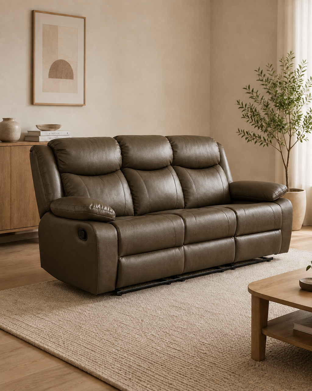 Beaumont Genuine Leather Recliner Sofa