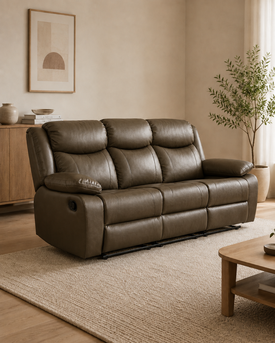 Beaumont Genuine Leather Recliner Sofa