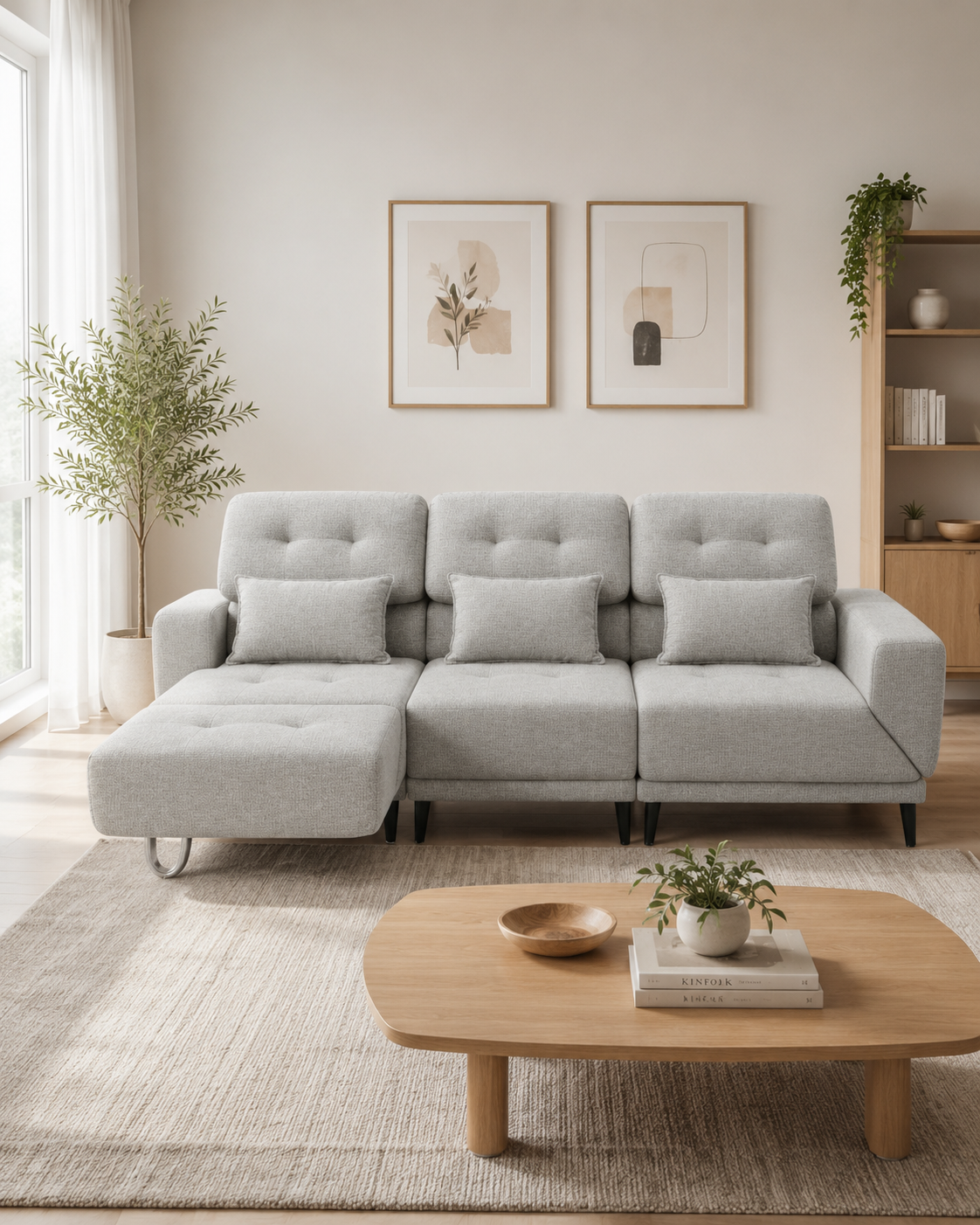 Arlen Fabric Adjustable Backrest & Armrest Sofa