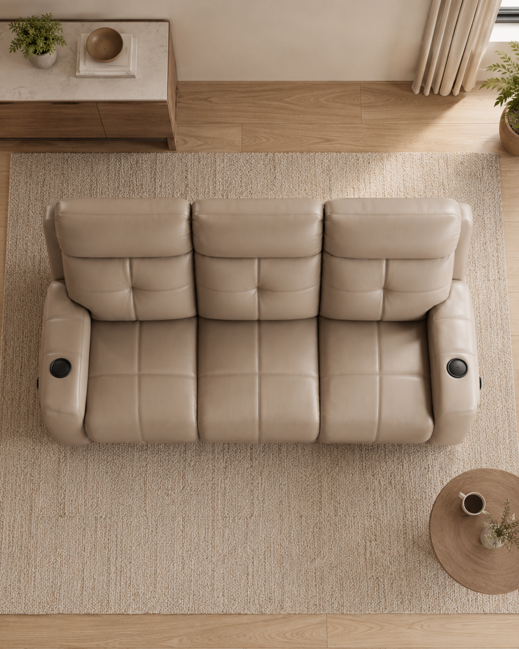 Avermont Cowhide Half-Leather Recliner Sofa