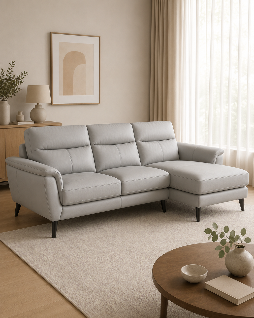 Canterbury Half Leather Chaise Sofa