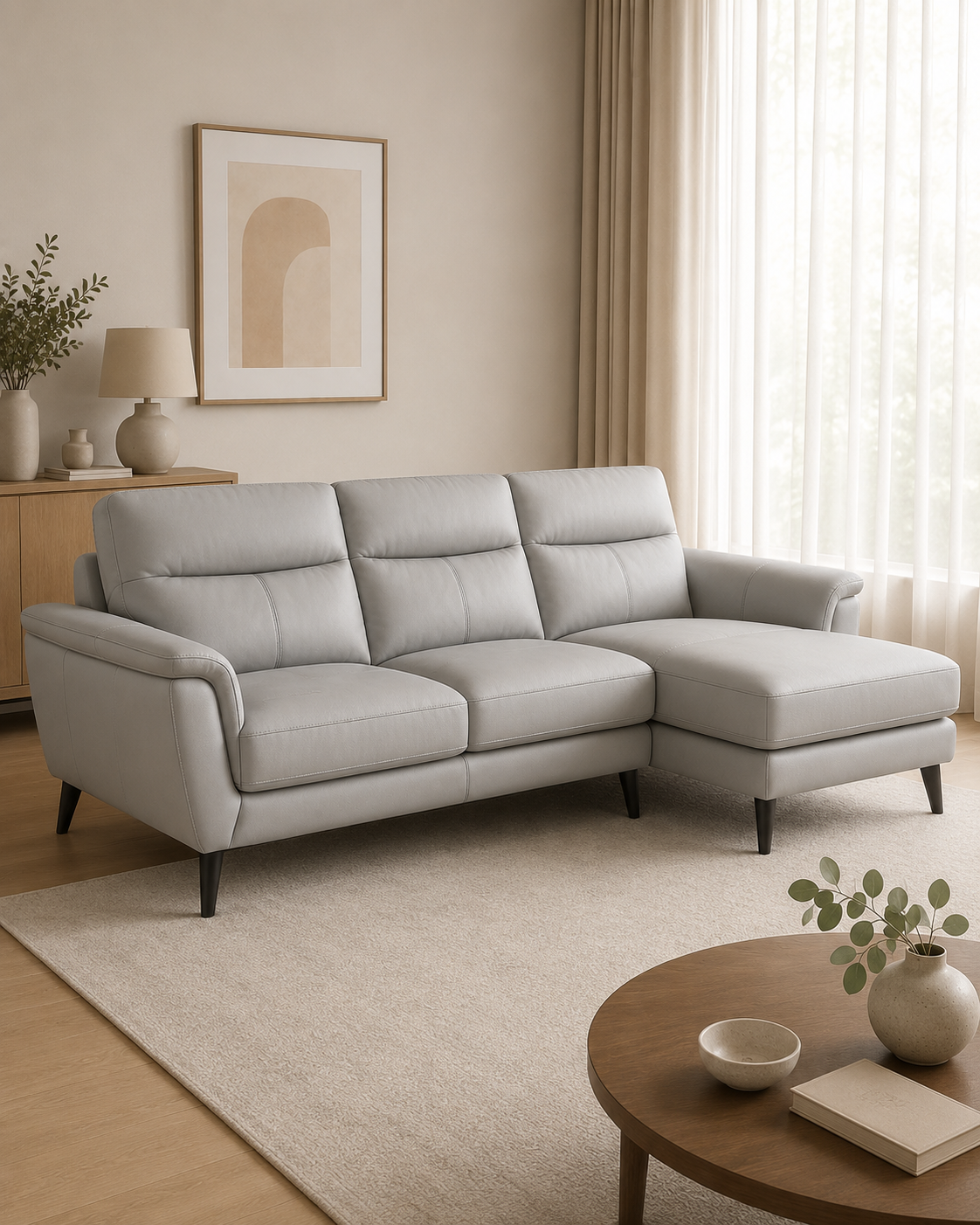 Canterbury Half Leather Chaise Sofa