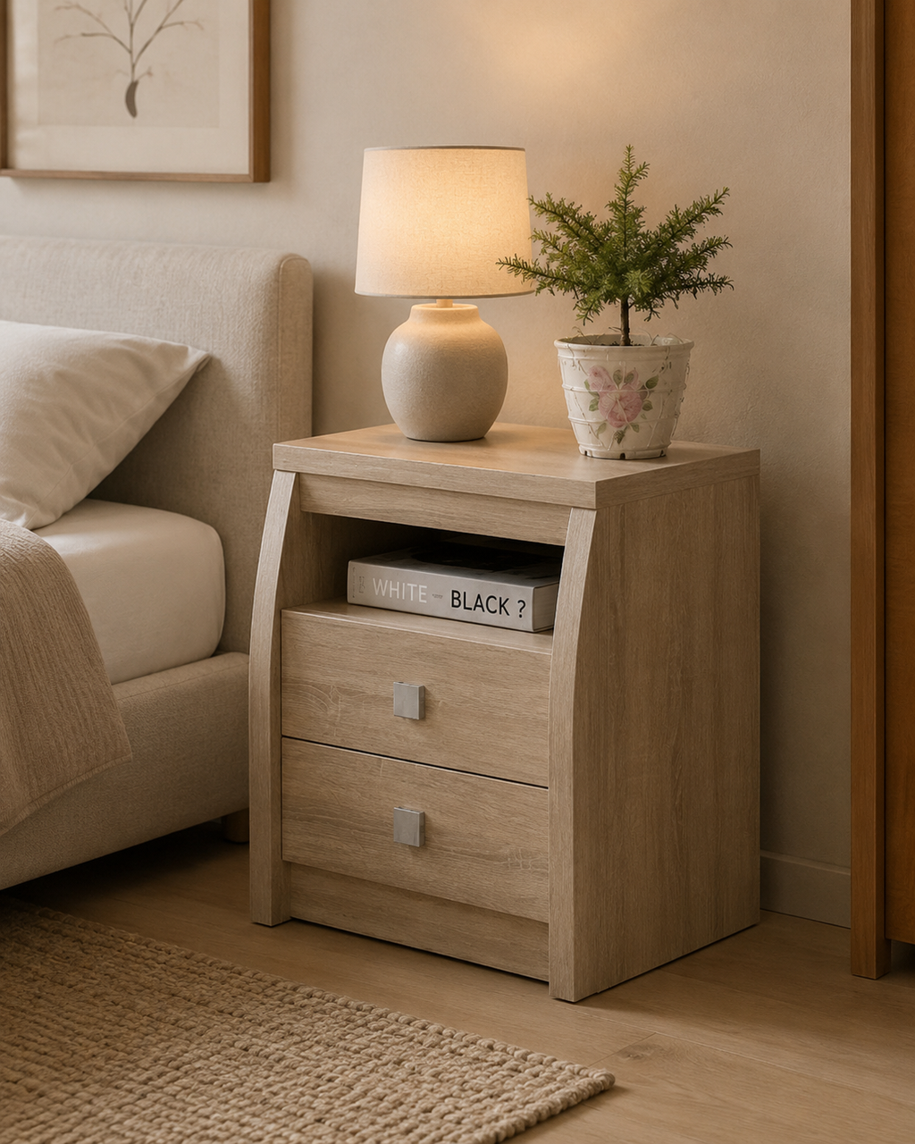 Elan Light Oak Bedside Table