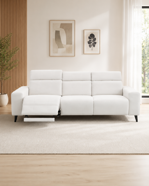 Casella Fabric Adjustable Headrest Recliner Sofa