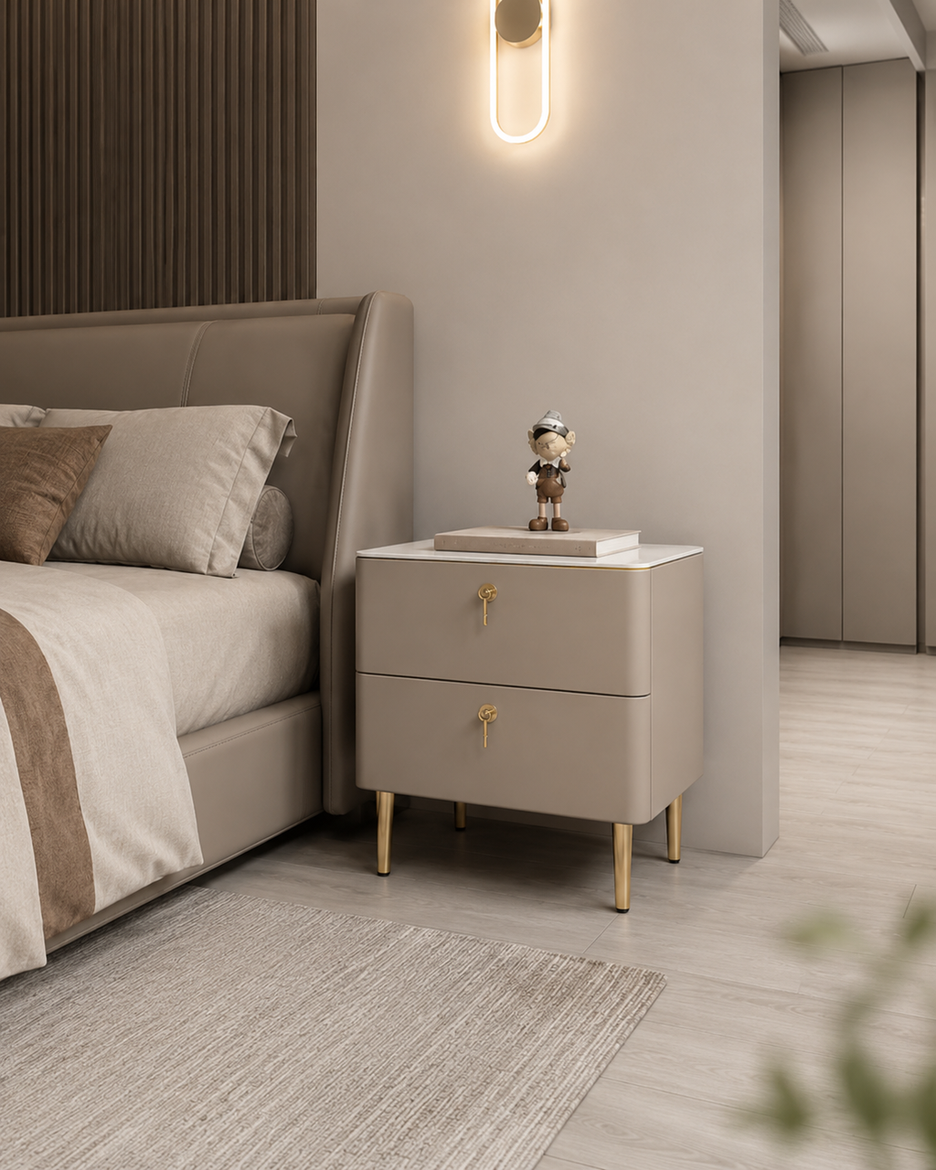Aurelle Taupe Bedside Table