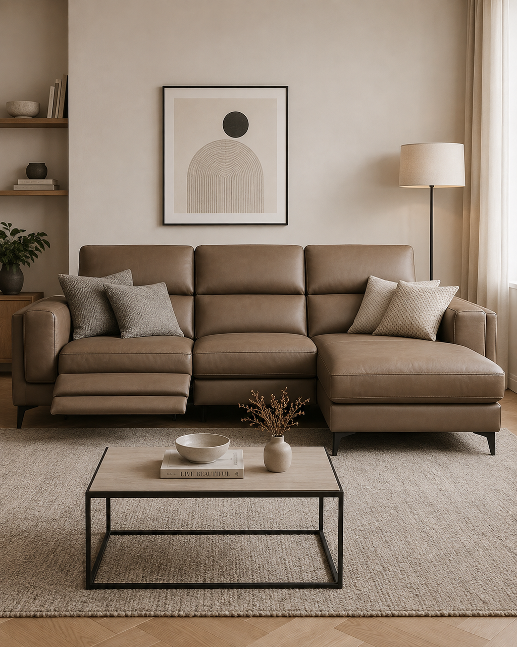 Burlington Genuine Leather Recliner Chaise Sofa