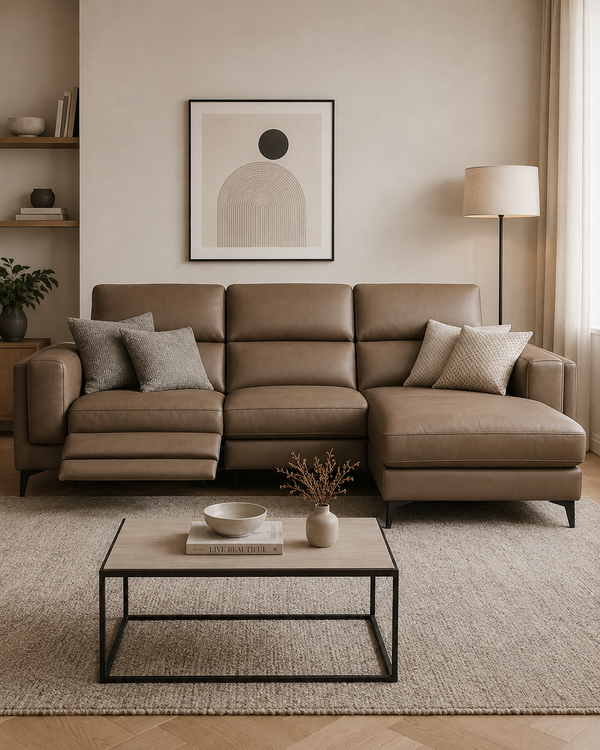Burlington Genuine Leather Recliner Chaise Sofa