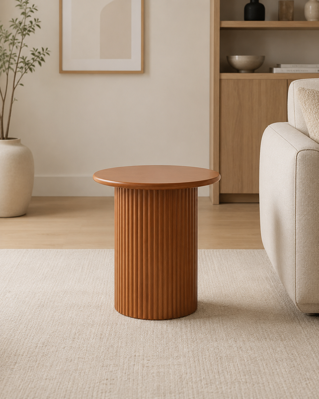 Lino Fluted Wooden Side Table