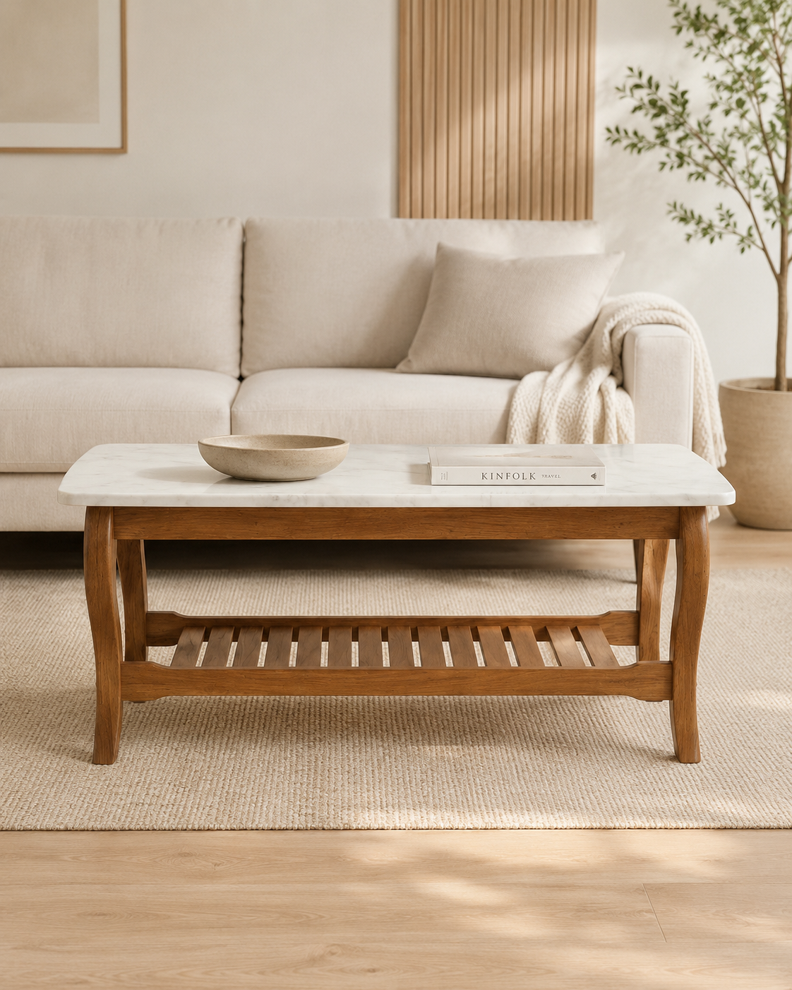 Calla Marble Wooden Coffee Table