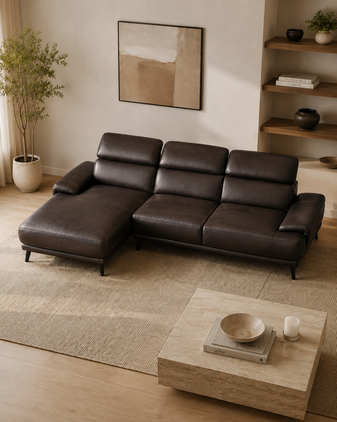 Winslow Genuine Leather Chaise Sofa