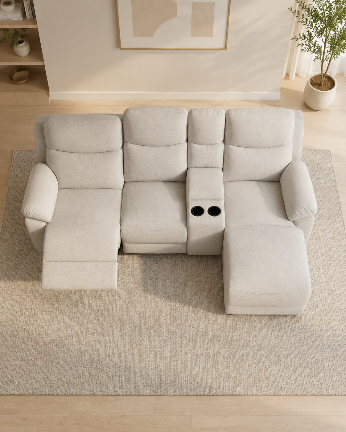 Elara Fabric Recliner L-Shaped Sofa
