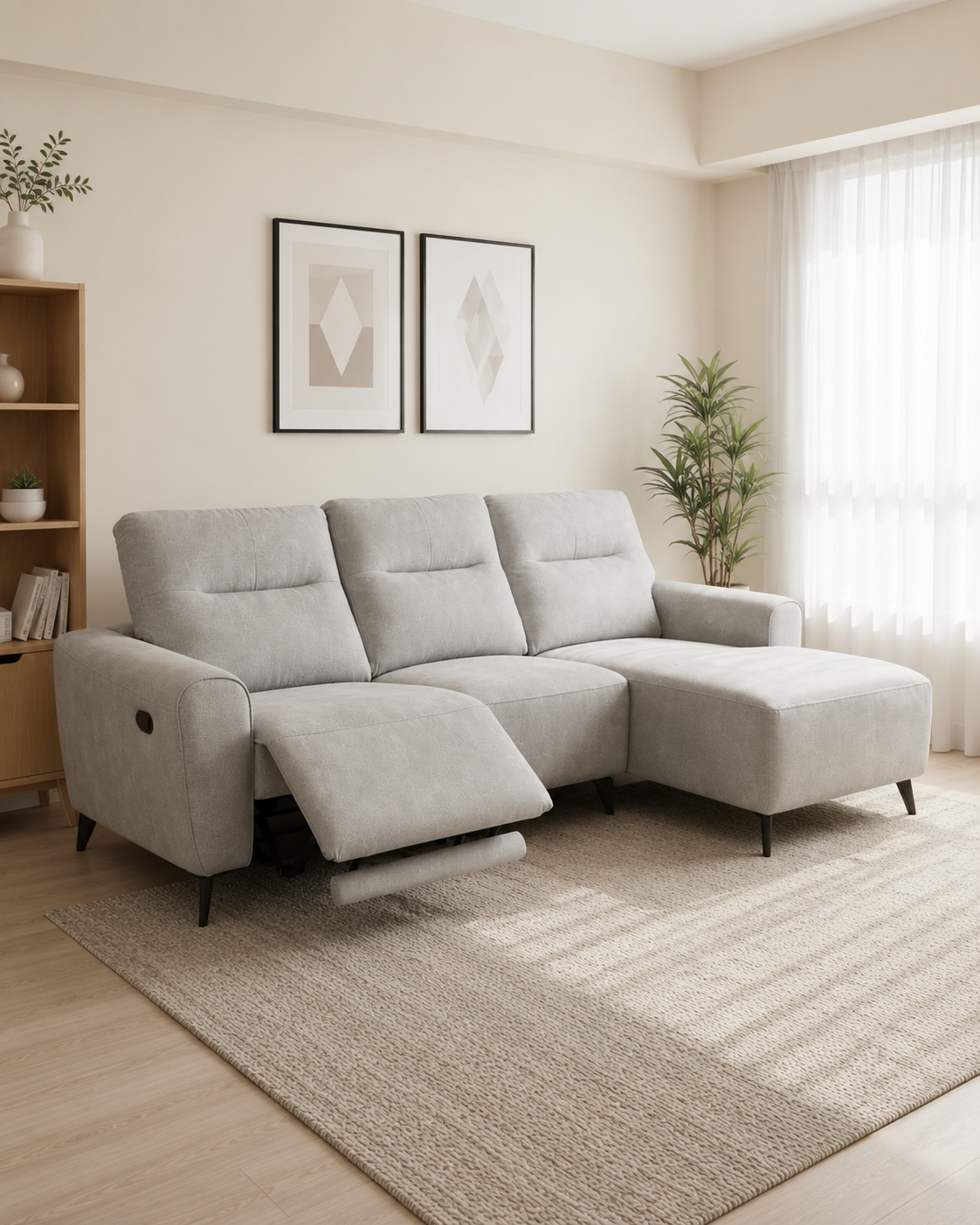 Tarian Fabric Recliner L-Shaped Sofa