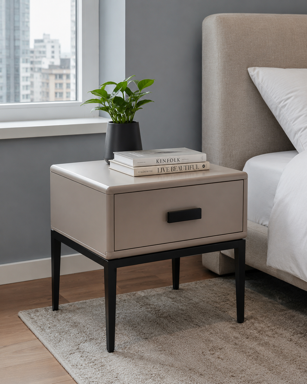 Corin Taupe Bedside Table