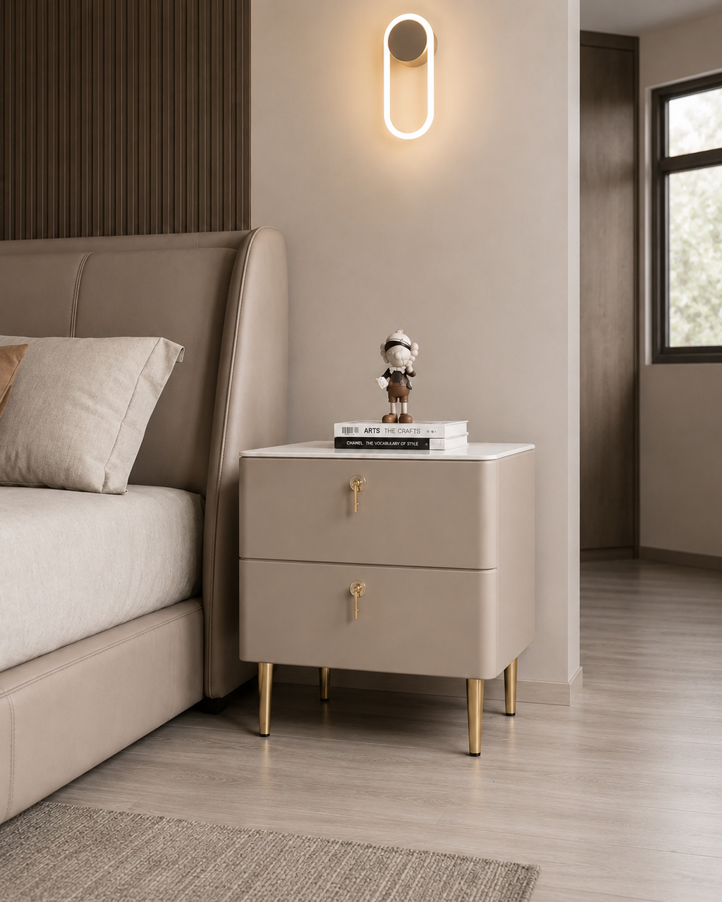 Aurelle Taupe Bedside Table