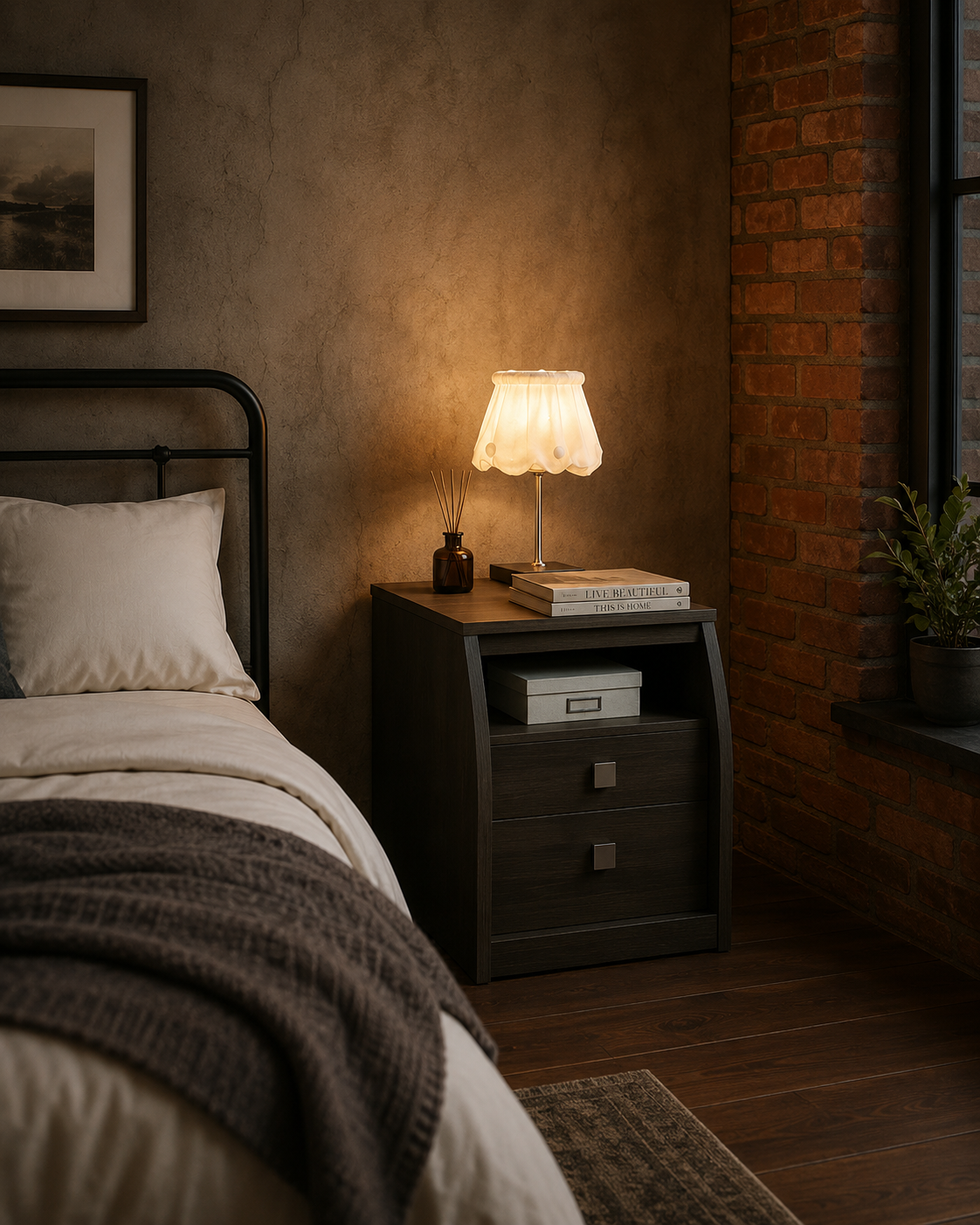 Kael Dark Oak Bedside Table