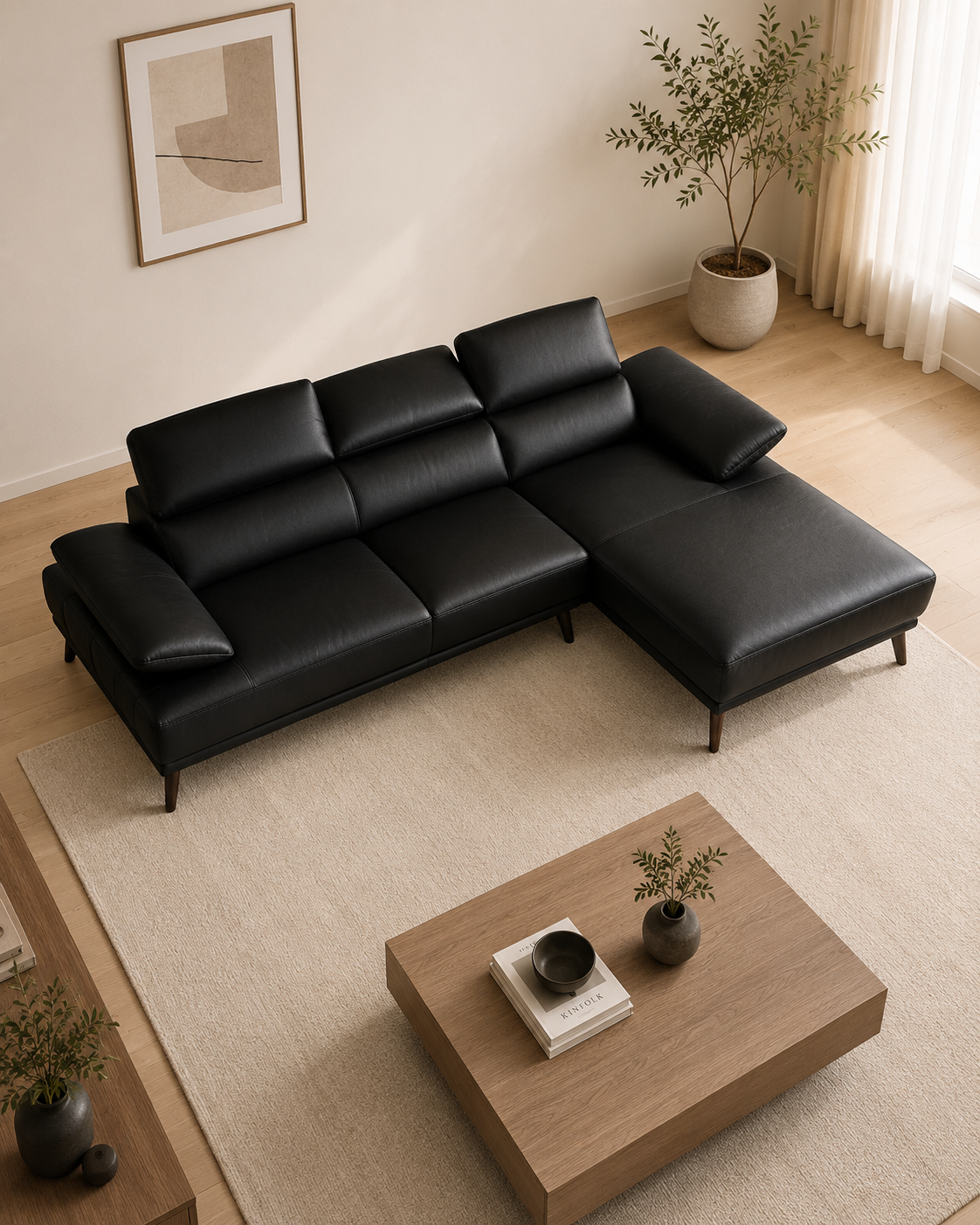 Fairmont Half Leather Chaise Sofa